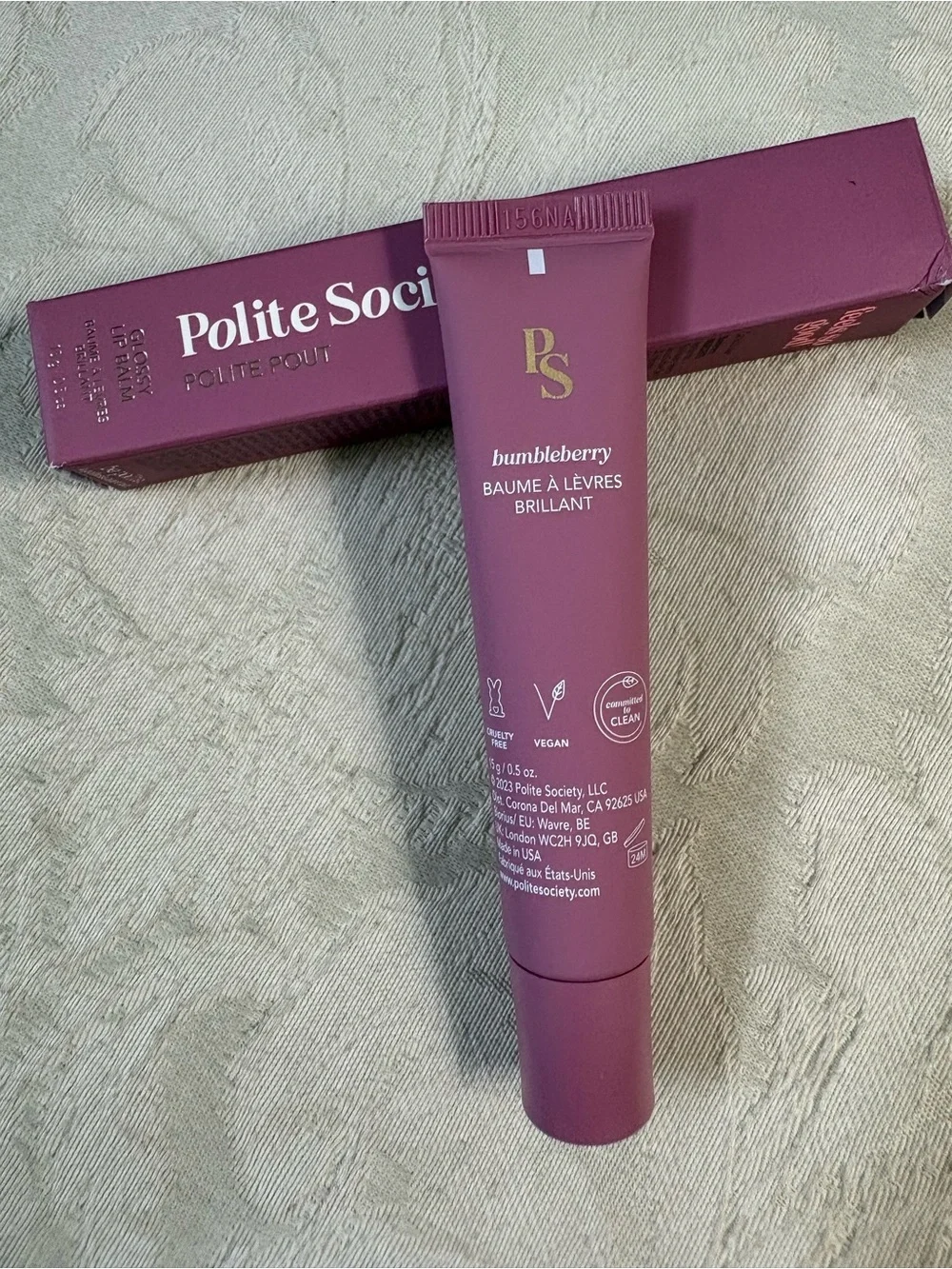 Polite Society Polite Pout Tinted Lip Balm Lipgloss Bumbleberry BNIB